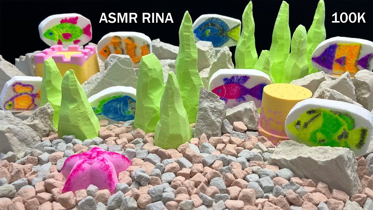ASMR baking soda crunchy aquarium