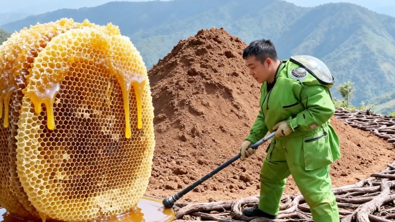 小成哥掏出秘密武器，独门诱蜂水效果惊人，藏在深山的巨型虎头蜂巢一窝端【蜂狂小成哥】