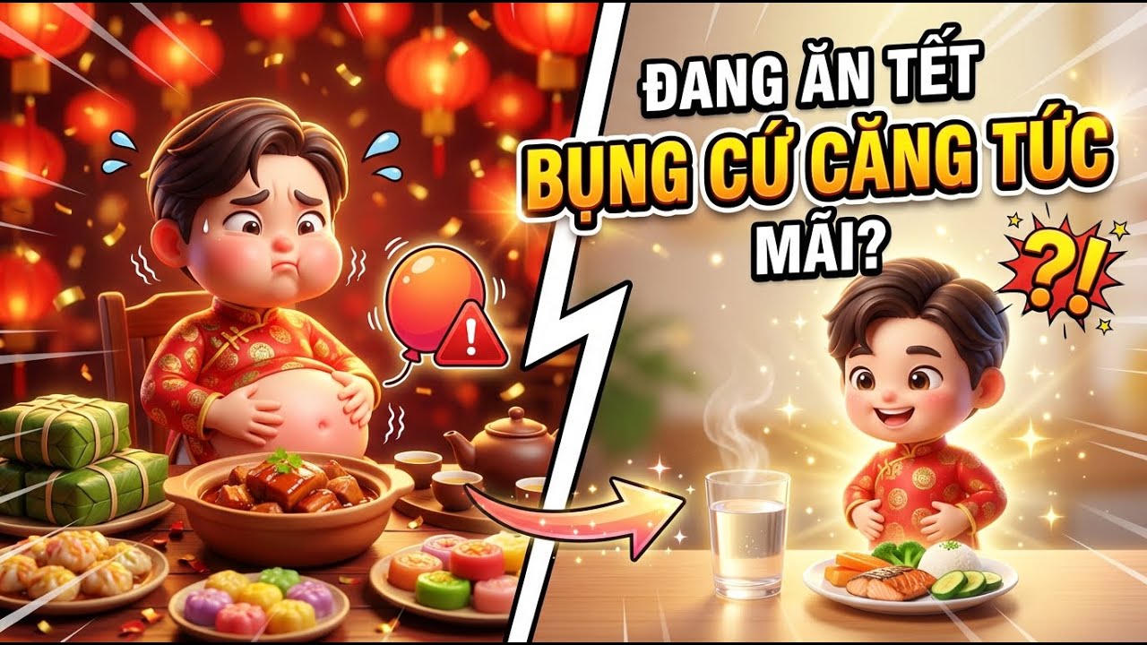 Đang ăn Tết mà bụng cứ căng tức mãi? Bạn đang làm sai 1 thói quen quen thuộc!
