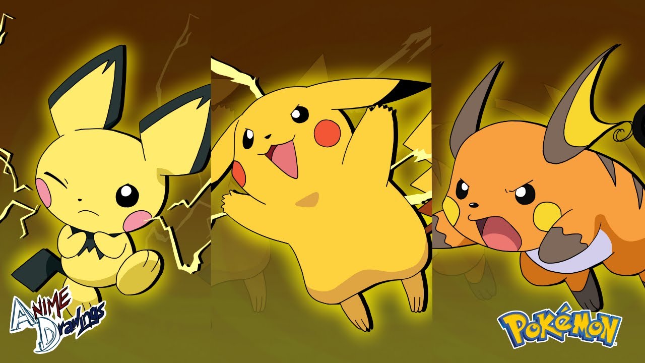 DRAWING PICHU, PIKACHU, RAICHU & ALOLAN RAICHU (Thunder Shock, Thunderbolt, Quick Attack) | POKÉMON