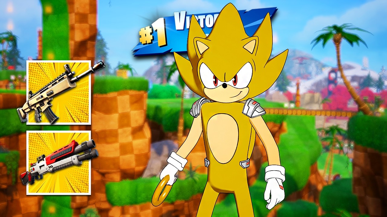 Fortnite Super Sonic (Sonic the Hedgehog) Skin Gameplay