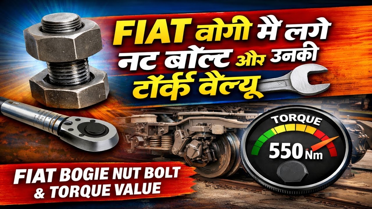 Nut bolt and torque value in FIAT BOGIE FIAT 🚆बोगी में में लगे नट बोल्ट और उनकी टॉर्क वैल्यू 