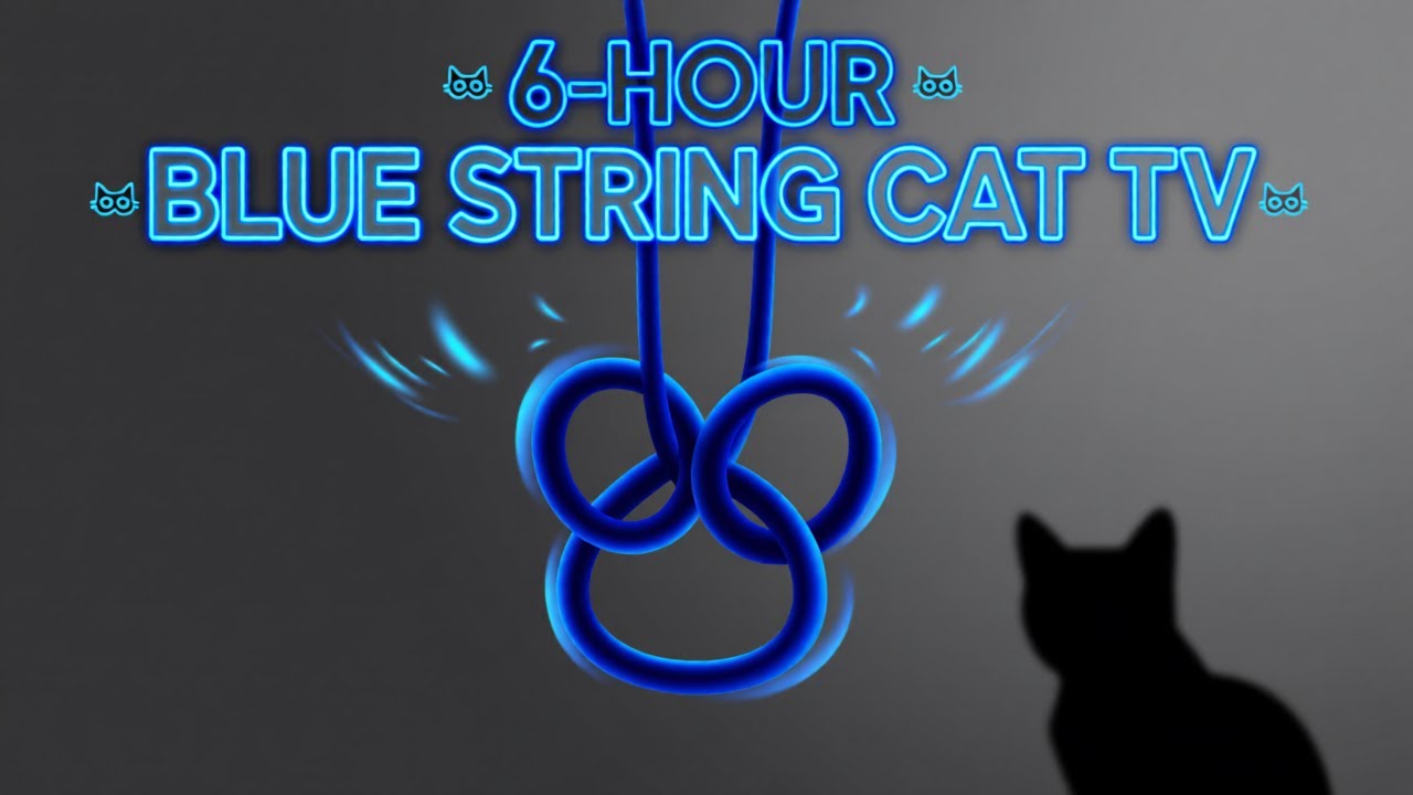 6-Hour BLUE String Cat TV &mdash; Hypnotic Blue Rope Movements & Soft Sounds | Smooth 30fps Video for Cats