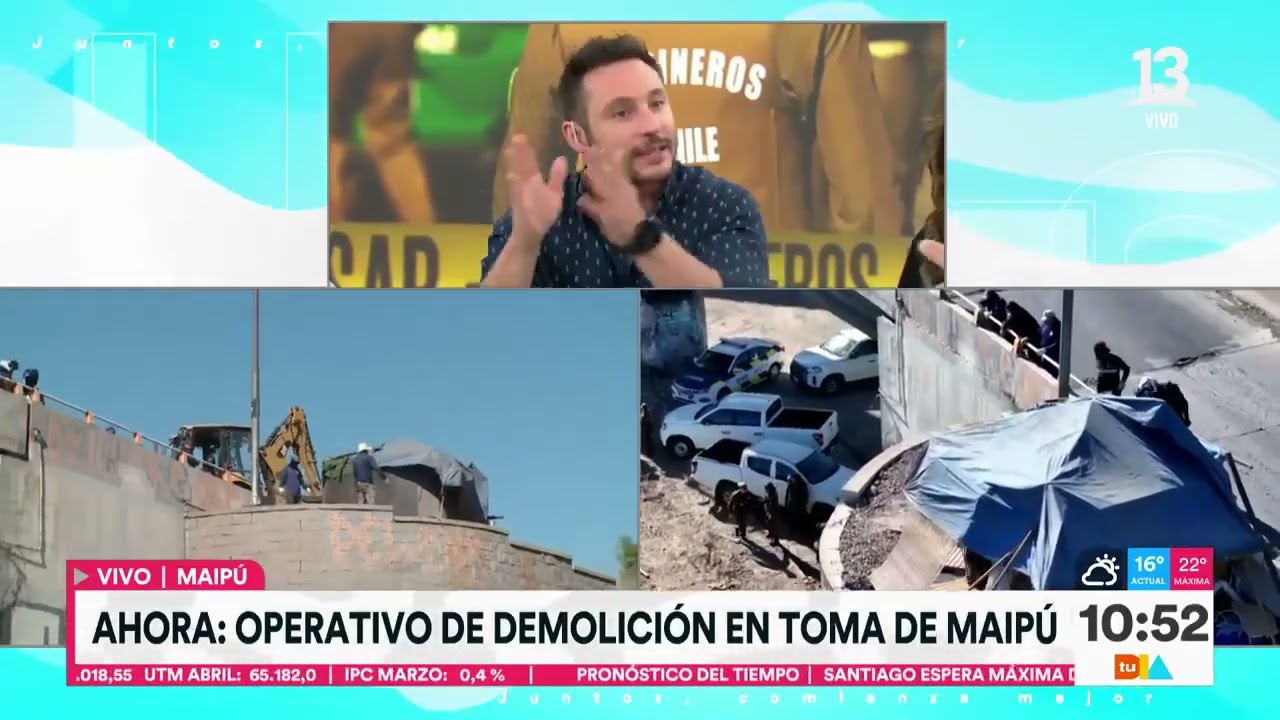 Demolición de rucos en peligrosa toma de Maipú, Santiago | Tu Día | Canal 13