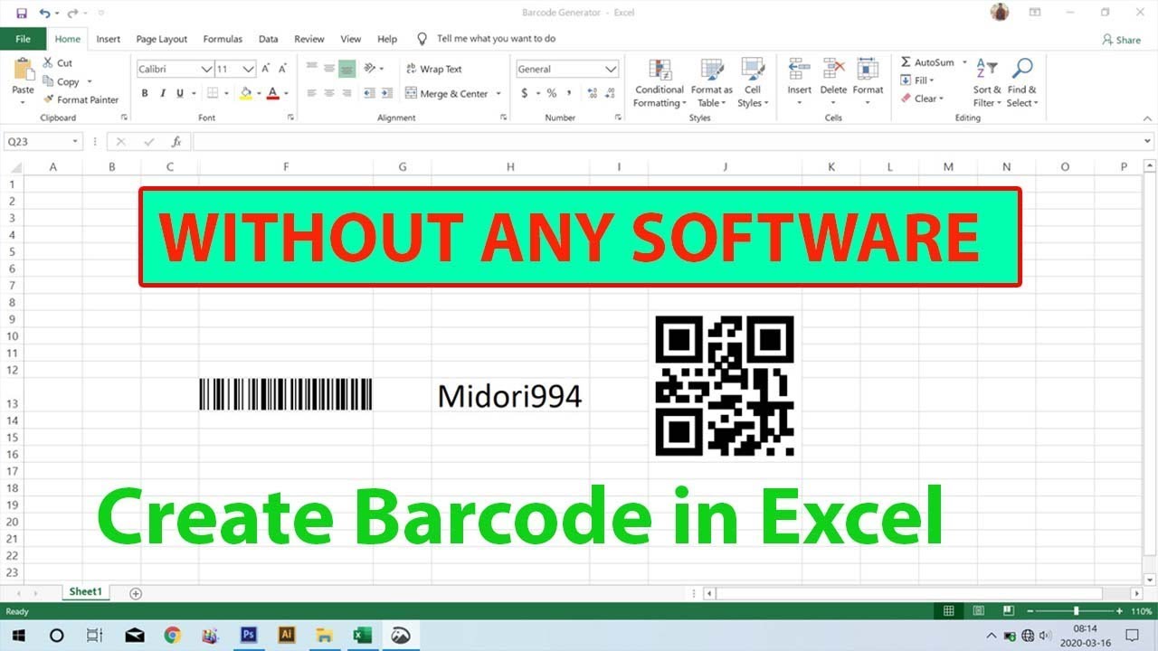 How to Create Barcode in Excell using VBA Code | Barcode Generator in Excel without any software