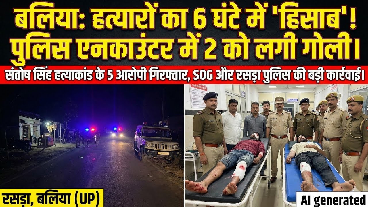Ballia News: Rasra में Police Encounter, संतोष सिंह हत्याकांड के 2 आरोपी घायल | UP Crime​