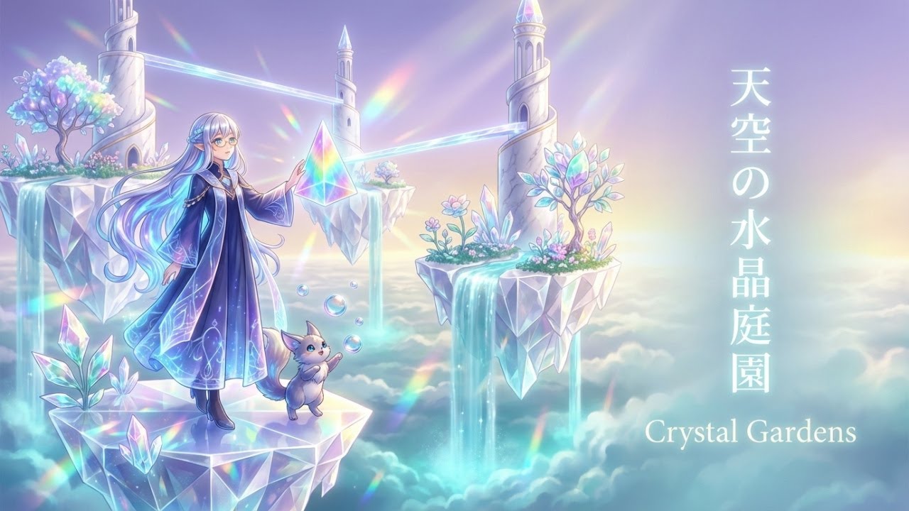 【ケルト音楽/癒し】天空の水晶庭園と雲の海 | 幻想的な水の都 | Ethereal Floating Gardens