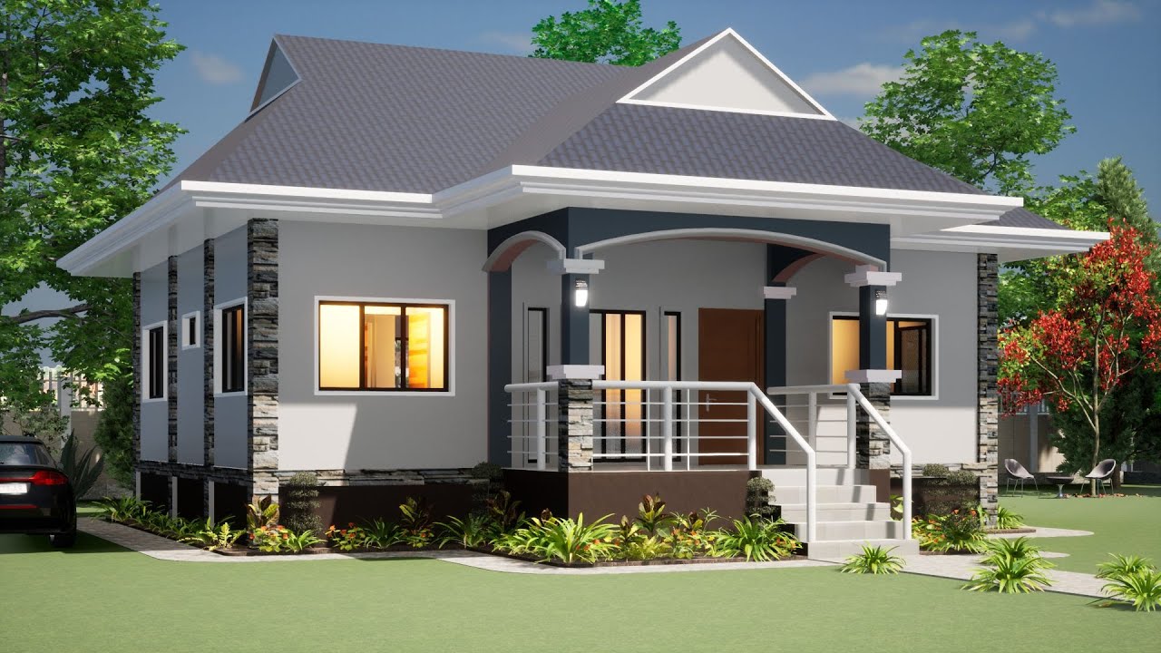 BUNGALOW HOUSE DESIGN WITH FLOOR PLAN l SMALL 3 BEDROOM HOUSE l SIMPLE YET ELEGANT