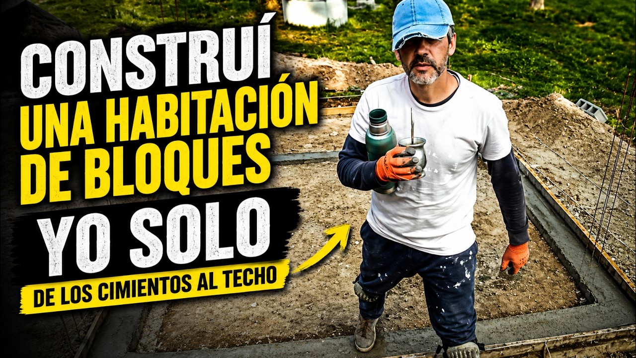 Trabajo pesado! Construi un galpon de Hormigon y Bloques de Cemento: YO SOLO! ( tecnica tradicional)