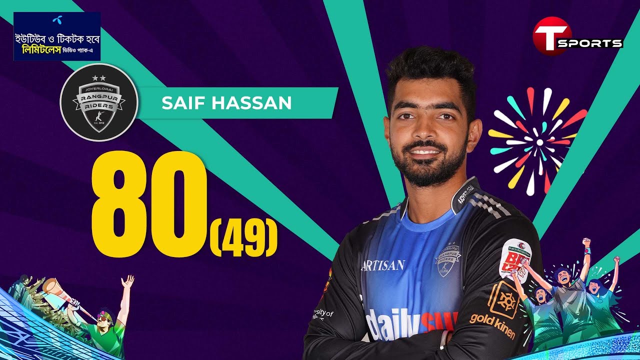 Saif Hasan scored 80 runs of 49 balls against Sylhet Strikers | BPL 2025 | T Sports