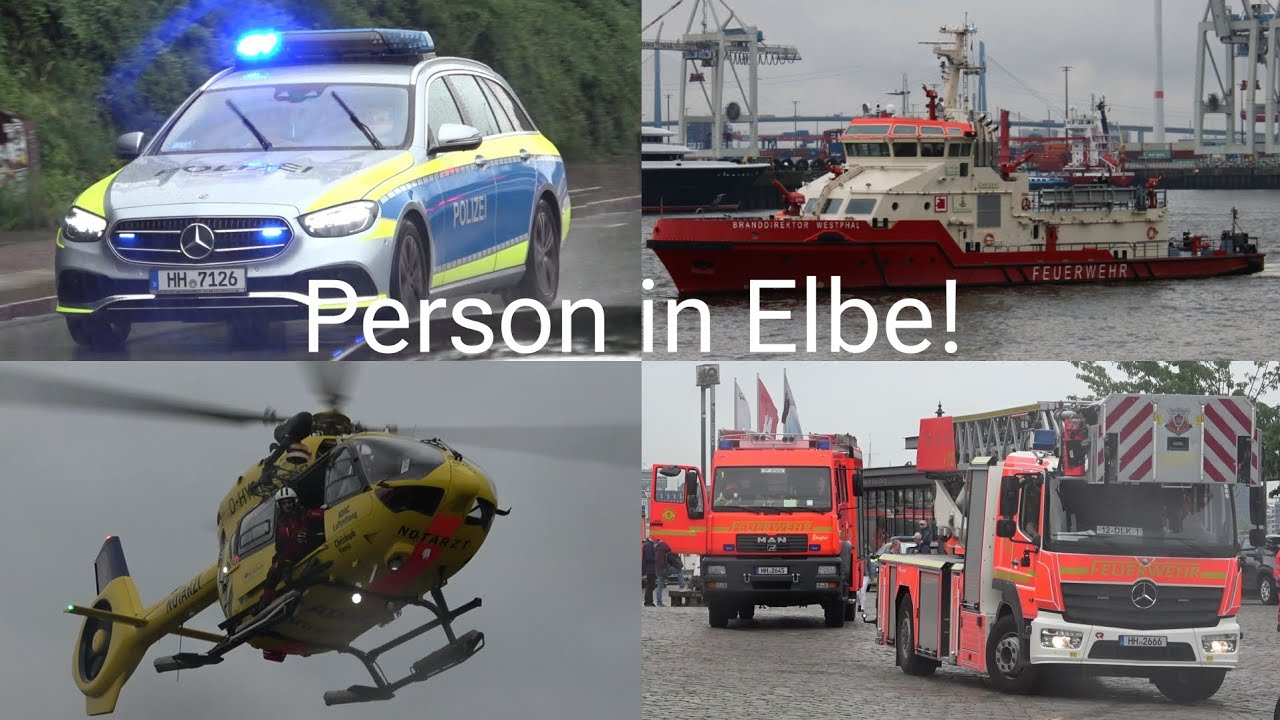 [Person in Elbe vermisst + O Ton] Alarm für die Feuerwehr Hamburg