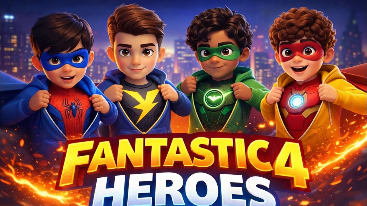 Fantastic 4 Heroes, #cartoon #cute #fantastic #hero #heroes #nurseryrhymes #reels #baby #funny #ai 
