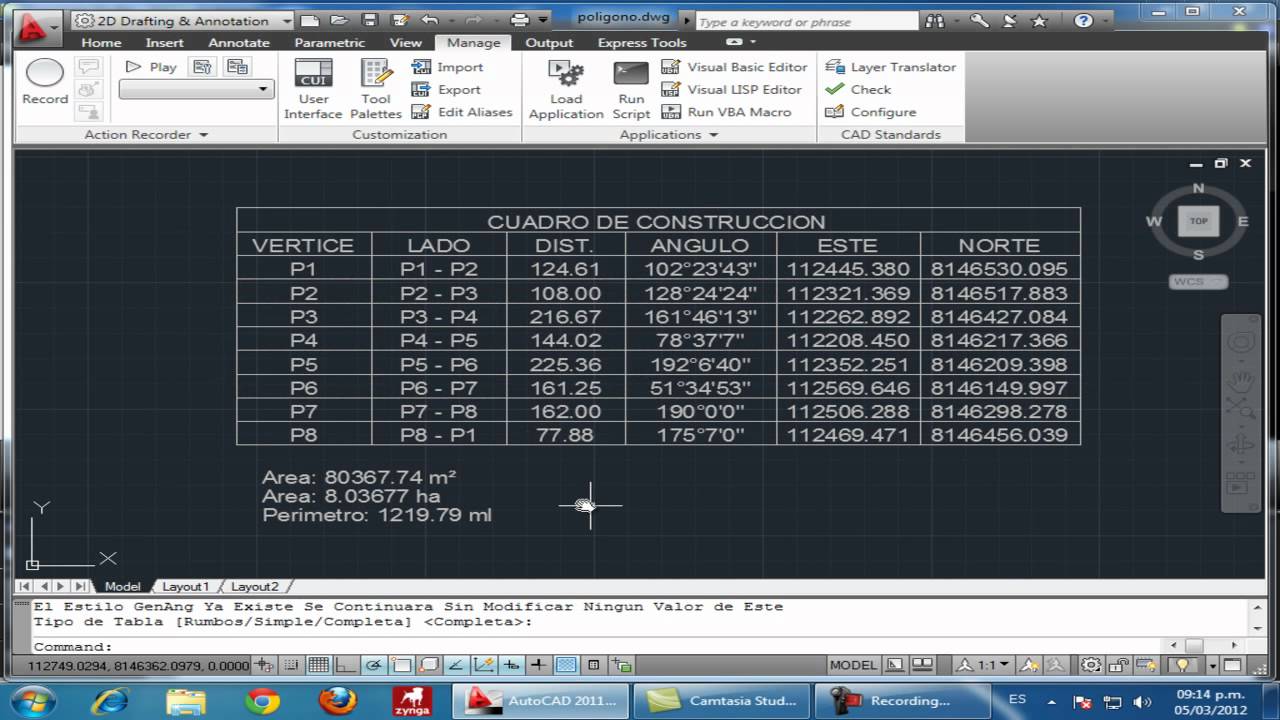 Dibujar Rapido Cuadro de datos tecnicos o Cuadro de Construcción de coordenadas de poligono- AutoCAD
