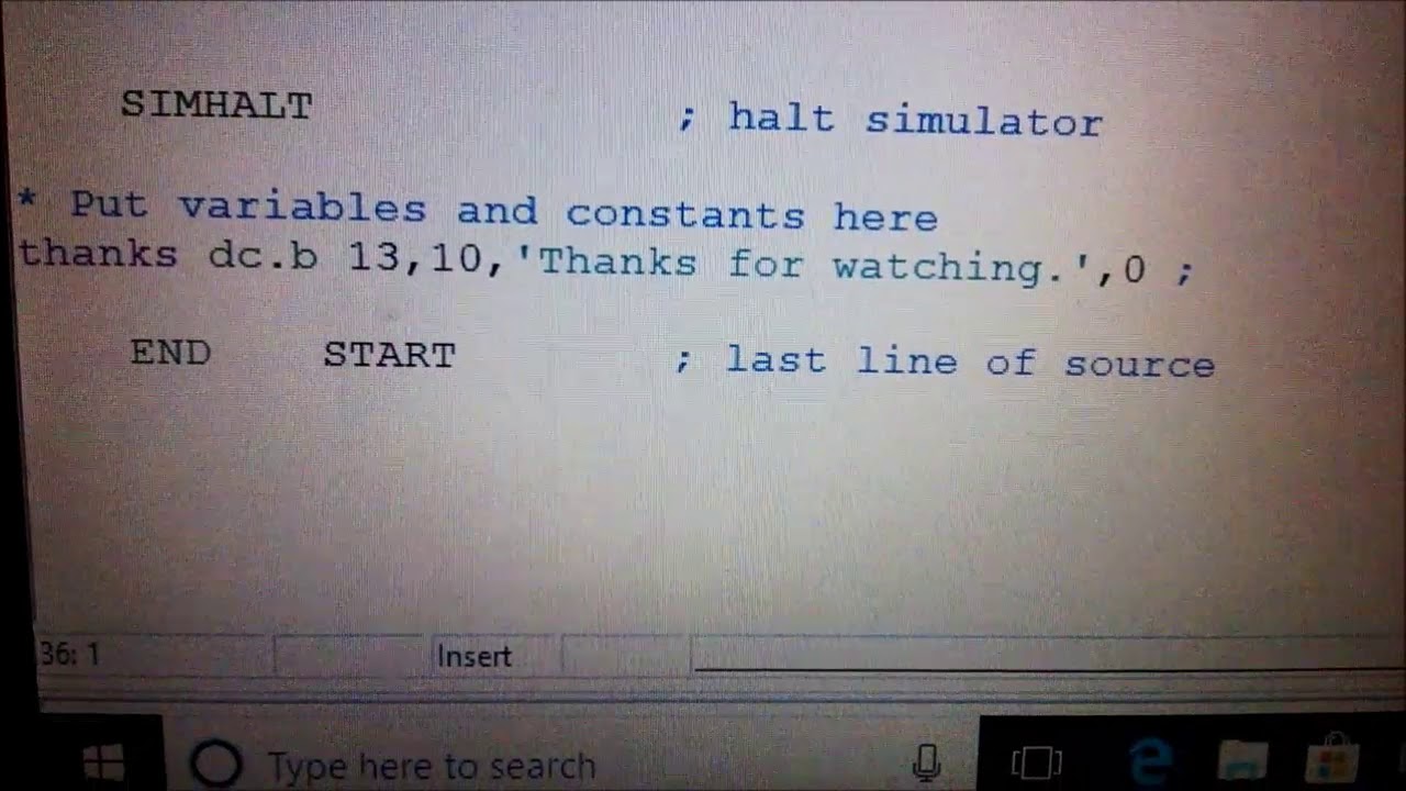 M68000 Assembly Language Program to count to 10.