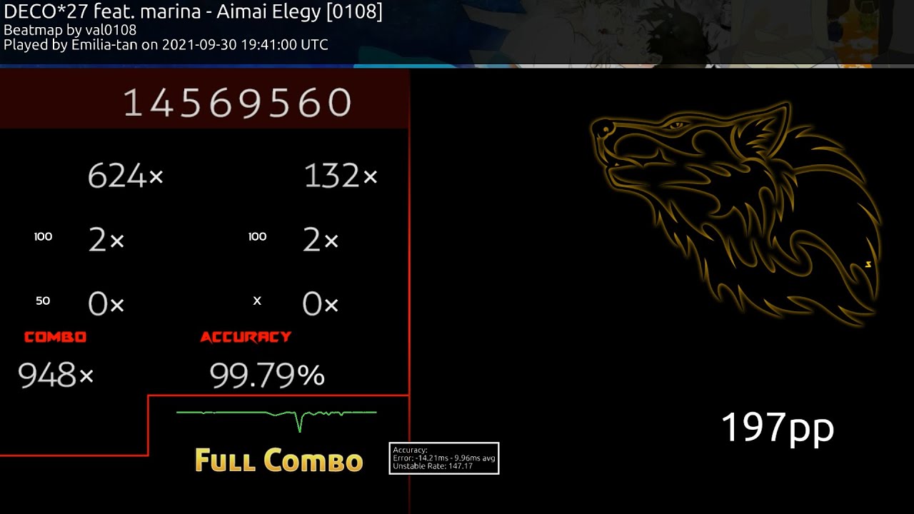 osu! | Emilia-tan | DECO*27 feat. marina - Aimai Elegy  [val0108 - 0108] NoMod 99.79% PFC 197.11pp