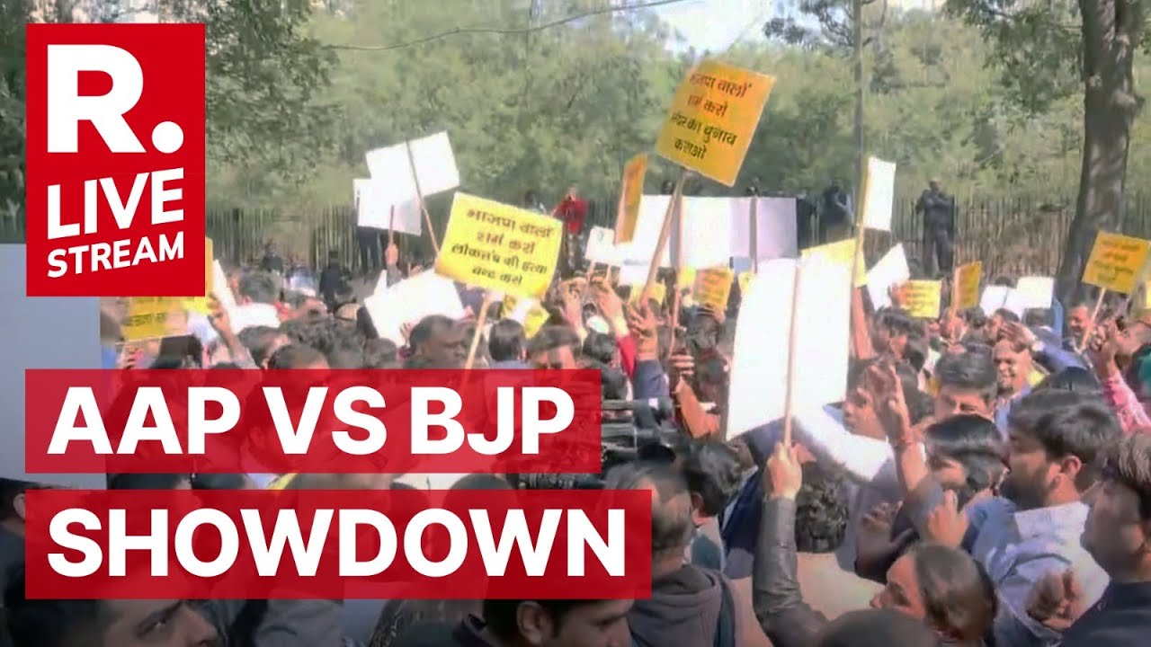 AAP Vs BJP LIVE: Showdown In National Capital | AAP Protests Outside BJP Office In Delhi