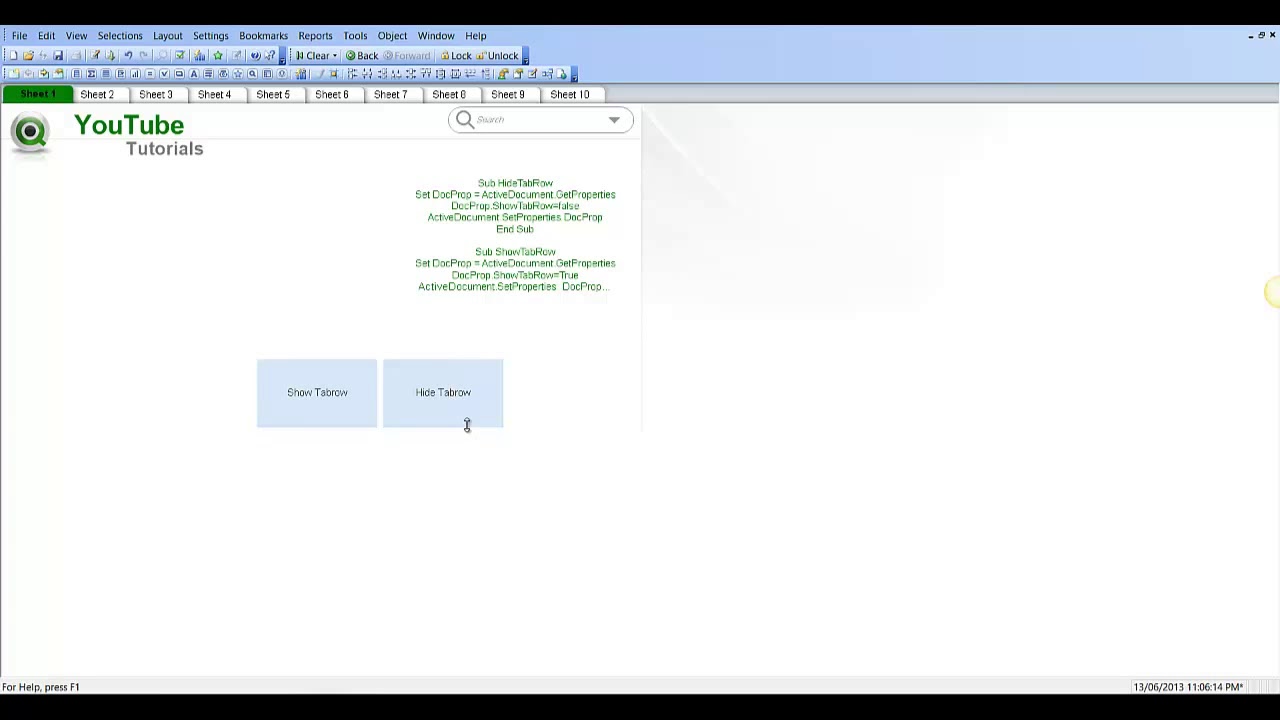 06 Qlikview Macro to Show Hide TabRow