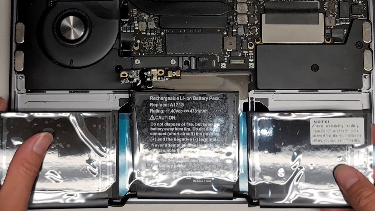 Разборка 13-дюймового MacBook Pro A1708 середины 2017 г., замена аккумулятора, трекпада, тачпада ...