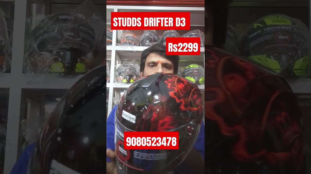 STUDDS DRIFTER D3 ❤️ Red , 🥰rs2299 400 worth COMPLEMENT FREE #helmet #trending #bike #helmetshop