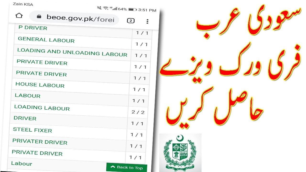 How to find free work visa saudi arabia in pakistan urdu