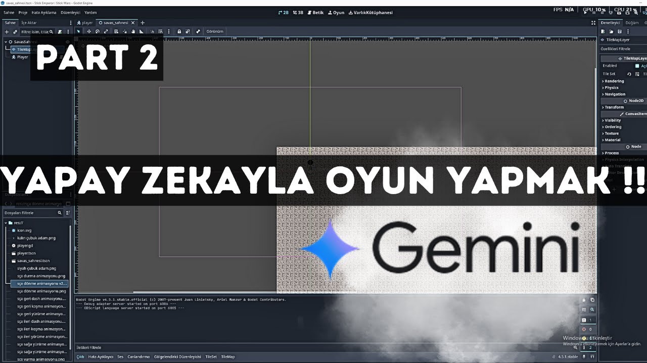YAPAY ZEKAYLA OYUN YAPIYORUZ !! - GODOT - ASEPRİTE GÖRSEL VE  ANİMASYON - PİKSEL OYUN PART 2