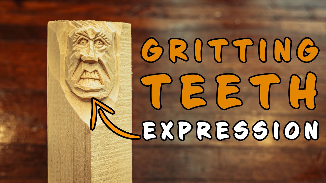 Wood Carving A Gritting Teeth Expression || Facial Features 101