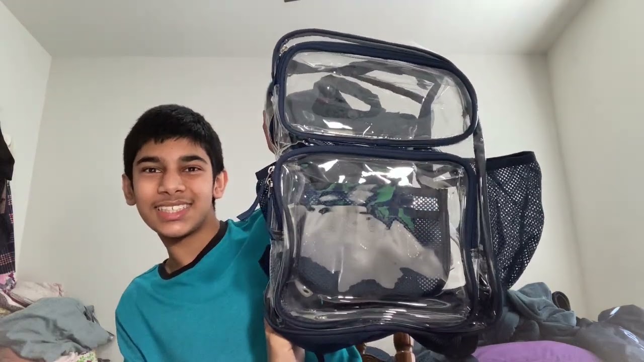 Opening a clear backpack ASMR