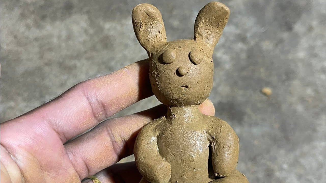 HANDMADE CLAY BUNNY SCULPTURE | CUTE CLAY ART