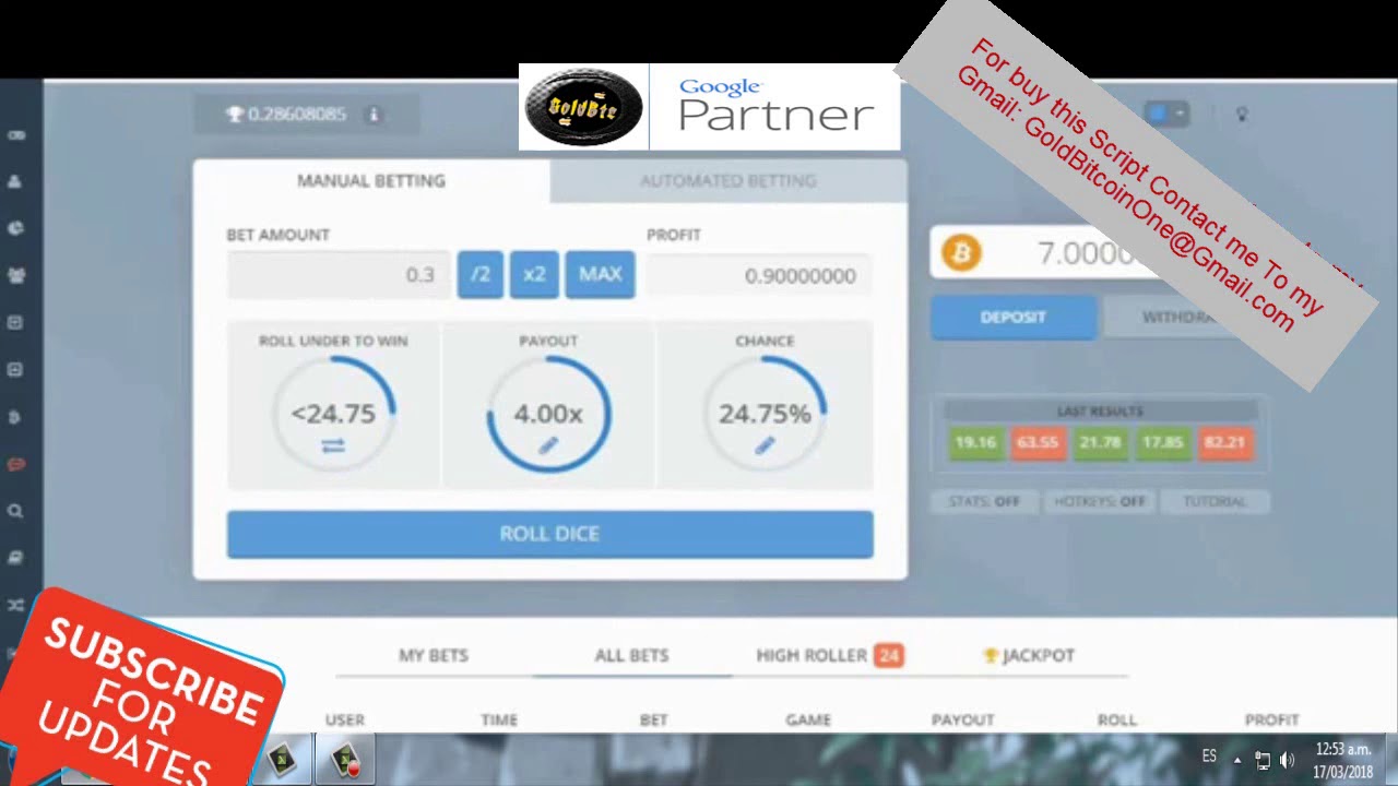 2018 - Bitsler Hack Script Win 7.9 BTC (Withdrawal Proof) - MARCH