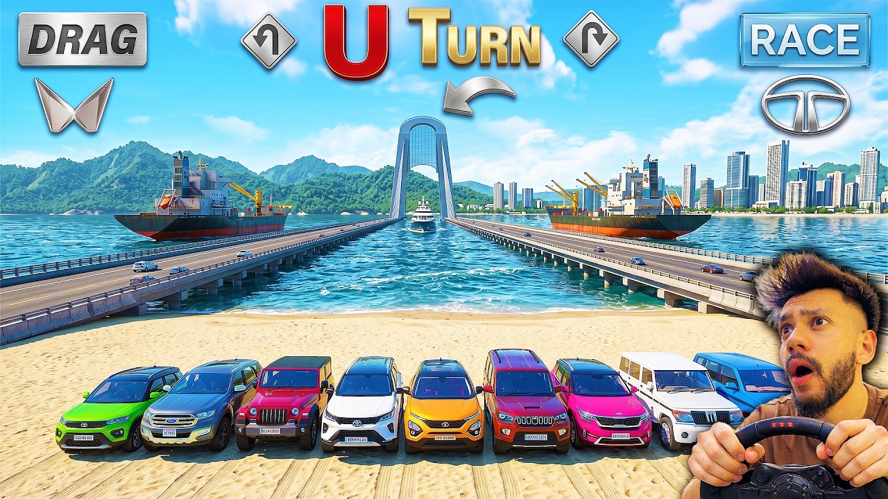 GTA 5: NEW Powerful 💪 SUVs Impossible Water U-Turn😱Drag Race Challenge! GTA 5