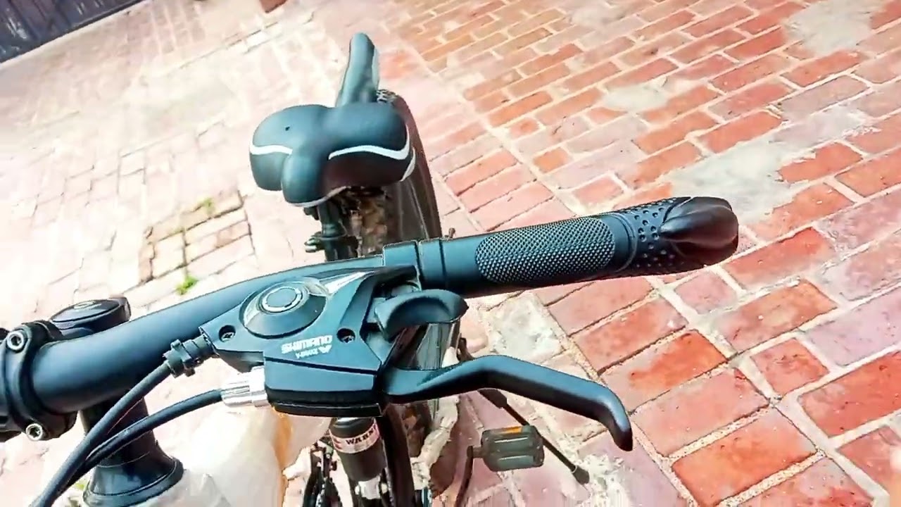Bicycle with thick tires and wheels and double disc brakes 