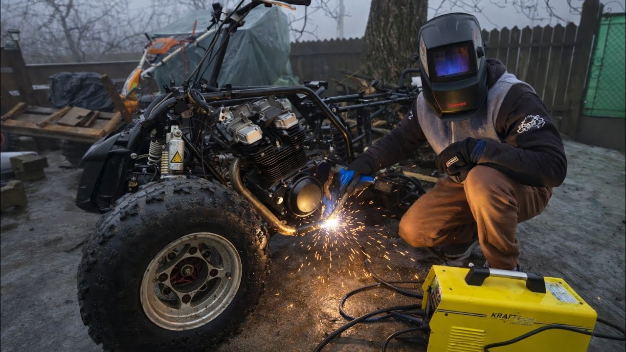 Am poziționat motorul pe cadru și învaț prima sudură 
