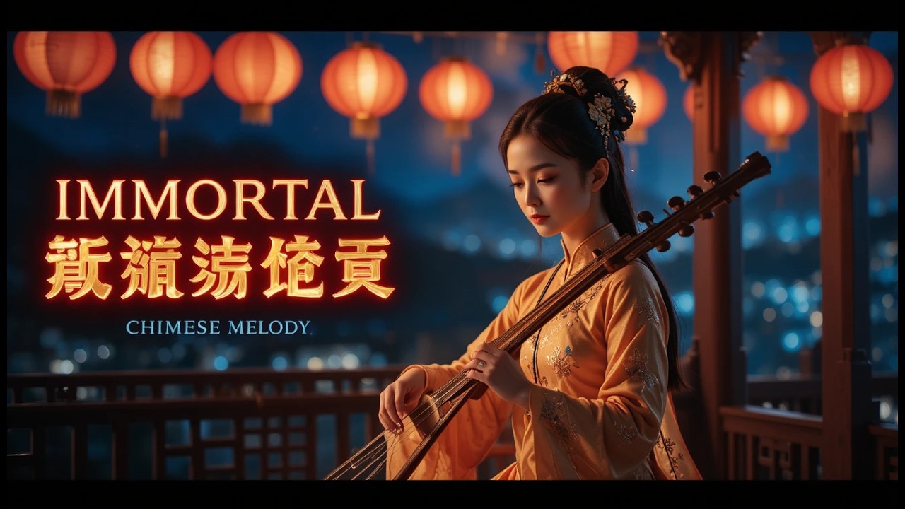 Beautiful Hanfu Girl Playing Chinese Lute in Red Lantern Night 🏮 | Serene Traditional Chinese Music