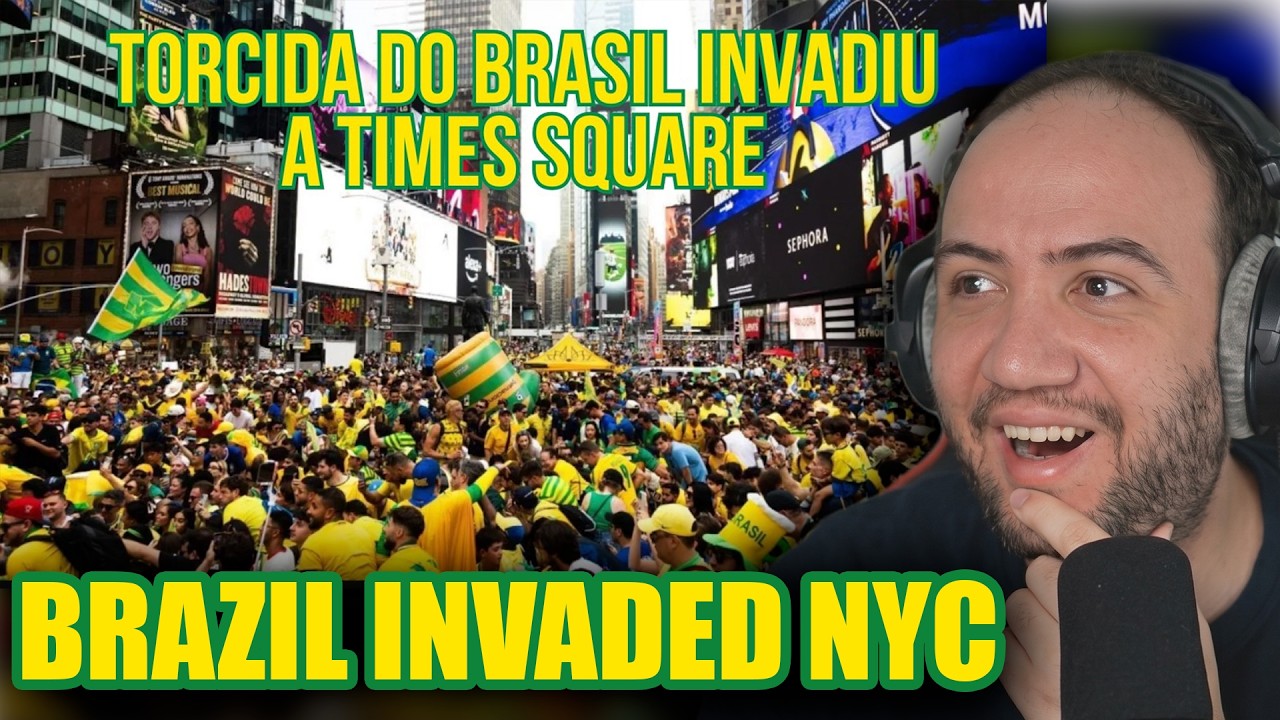 🇧🇷 TORCIDA DO BRASIL INVADIU A TIMES SQUARE | Brazil Fans in USA | Teacher Paul Sports