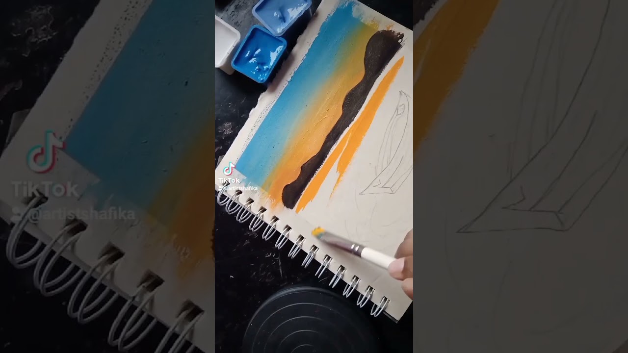 Floating boat on the lake ⛵ ⛵ painting ideas with gouache paint 🎨🖌️