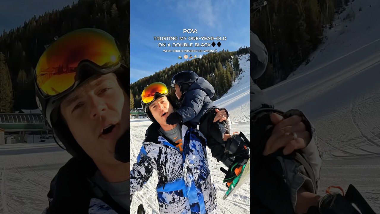 Впервые беру своего годовалого ребенка на трассу двойной черной сложности 🏂💨🏔️ Что может пойти не...