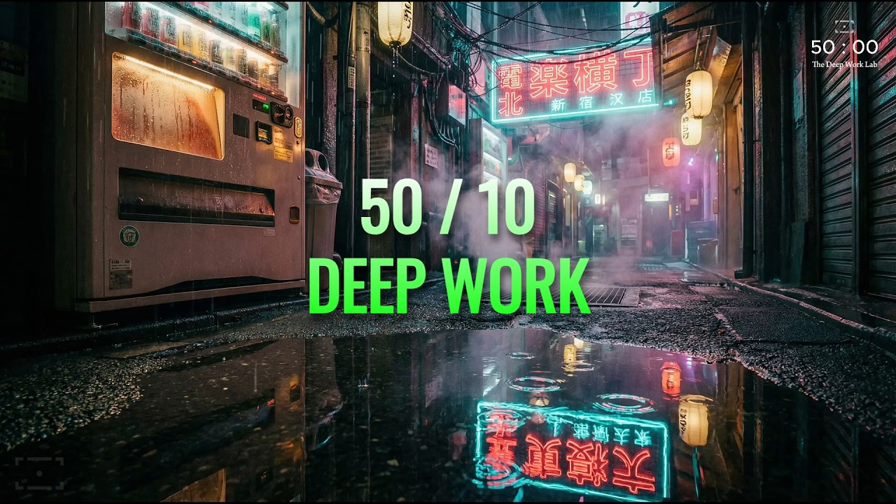 Rainy Tokyo Neon Night 🌧️ Lofi Chillhop Beats For Studying & Focus [50/10 Deep Work Timer]