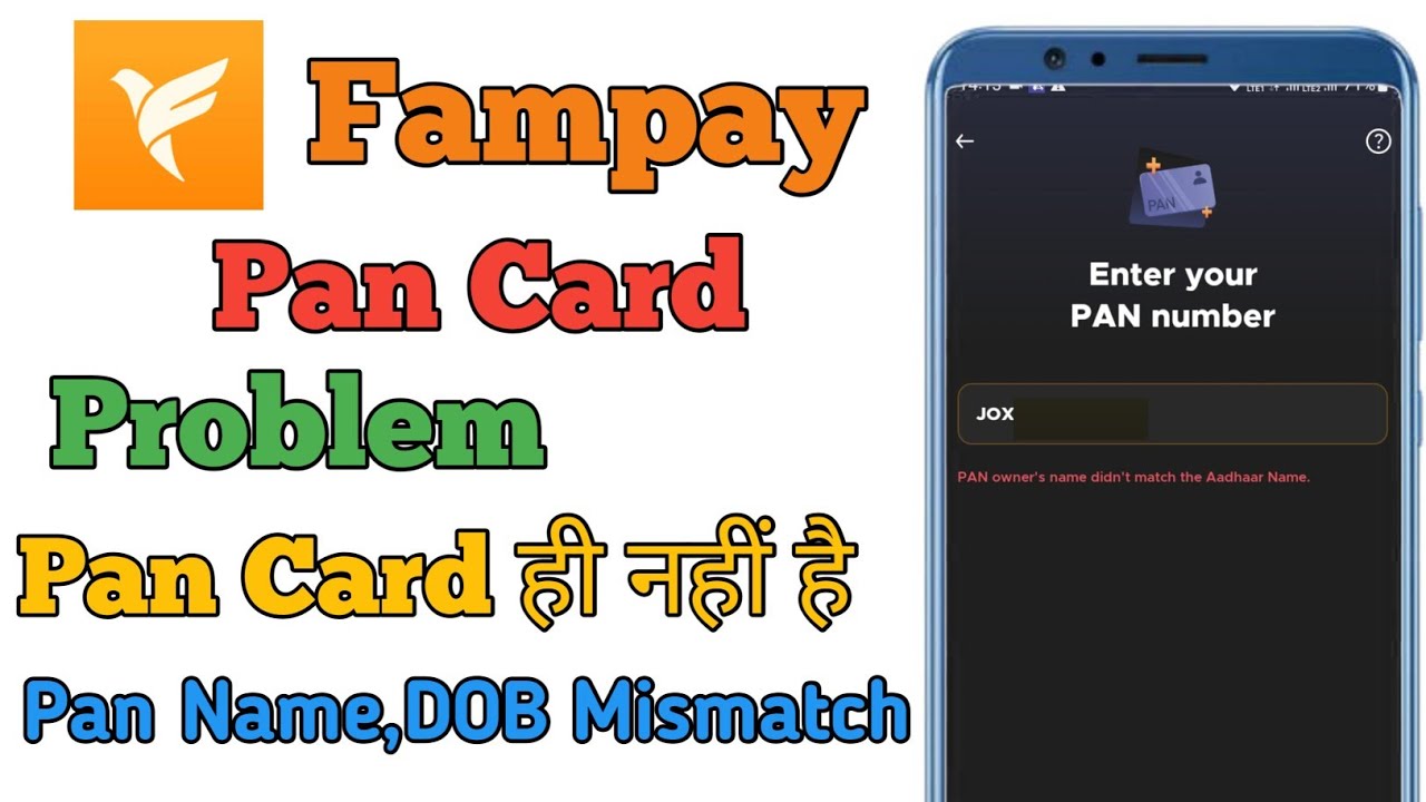 Fampay Pan Owner didn't match The Adhar Name/How To Create Fampay Account Without Pan Card