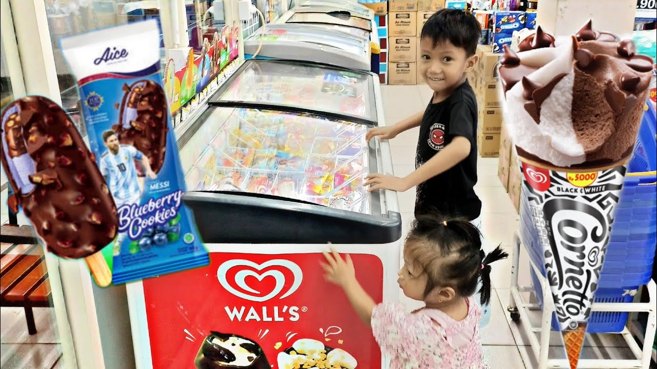 DRAMA BELI ES KRIM,MESSI blueberry cookies DAN CORNETTO BLACK and WHITE dari walls, |Qudi and family