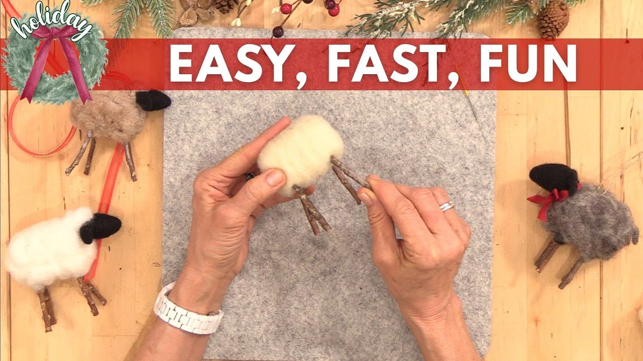 BEGINNER NEEDLE FELTING TUTORIAL: CHRISTMAS ORNAMENTS TWIGGY SHEEP