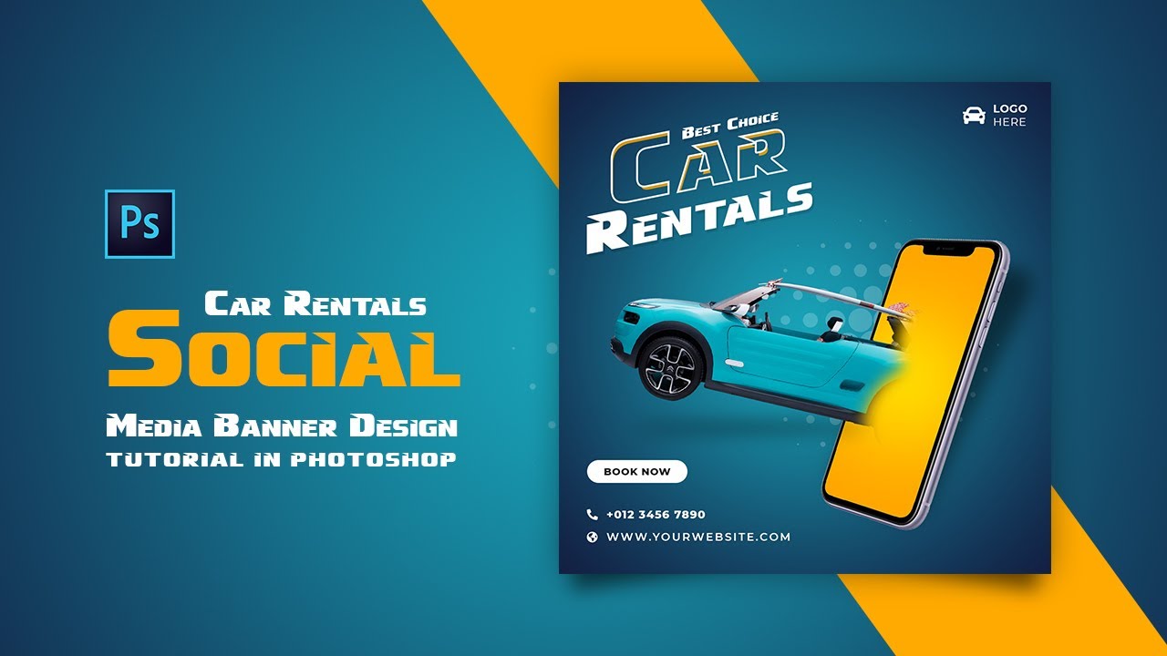 How to Design Car Rentals Social Media Banner | Adobe Photoshop Tutorial | Speed Art | Grafix Mentor