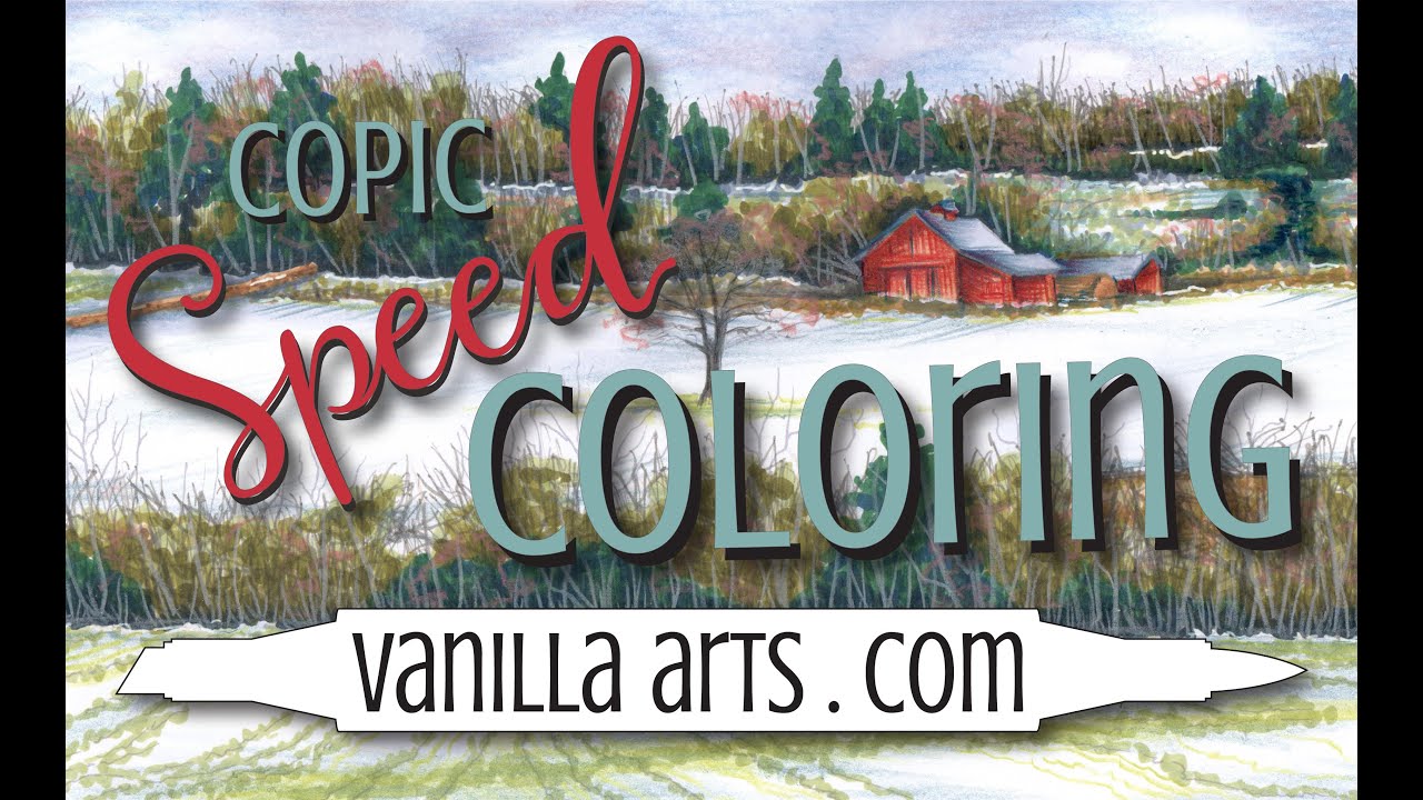 Copic Speed Coloring- "Winter Barn" by VanillaArts.com