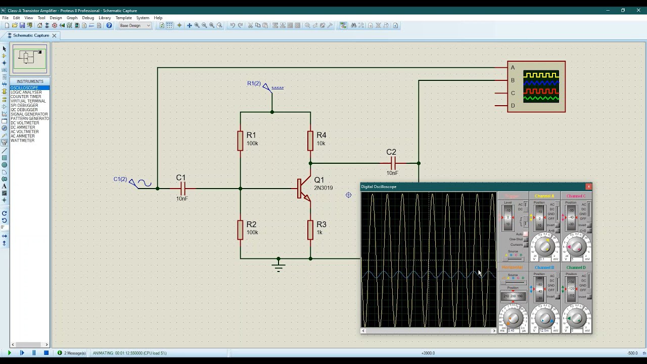 How to Simulate Class A Transistor Amplifier Circuit in Proteus 8