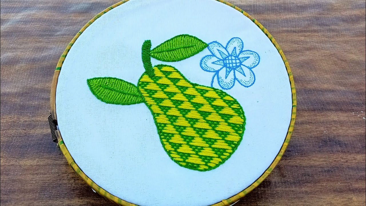 Bellísima puntada ideal para frutas pera#25 puntada ideal para cualquier diseño entre hojas,flores