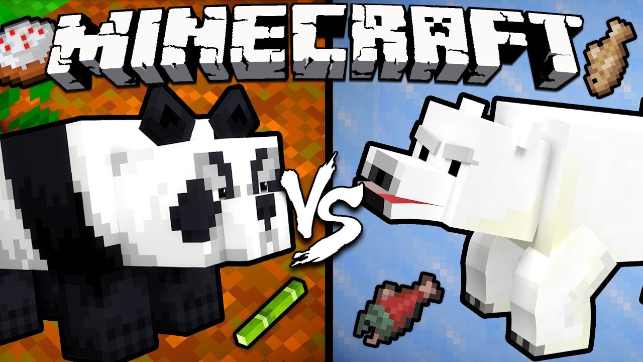 Панда против белого медведя — Minecraft