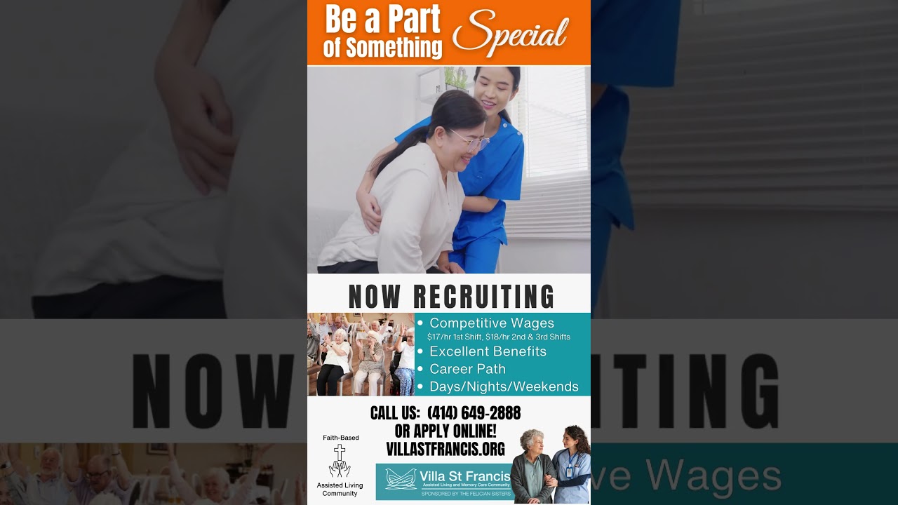 Villa St Francis Assisted Living Now Recruiting - #shorts #AssistedLivingMilwaukee #VillaStFrancis