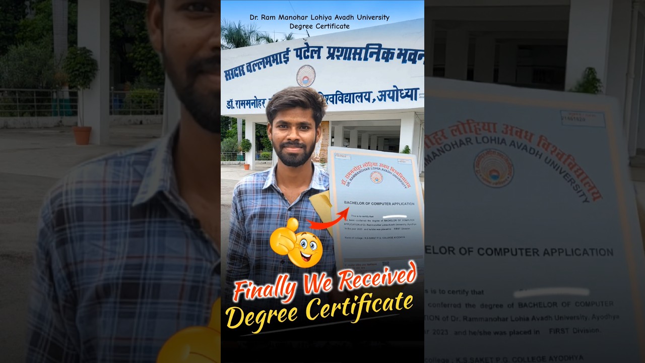 Avadh University degree certificate after a long time || rmlau degree certificate #rmlau #avanishxyz