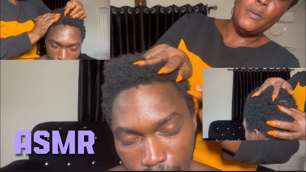 ASMR | Close Up Scalp, Head Scratching With Acrylic Nails, Nitpicking | Natural Sound | No Talking