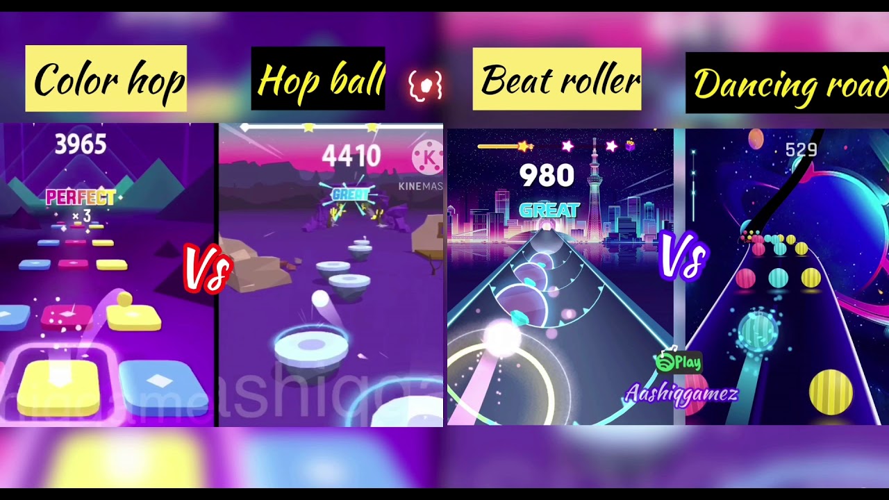 COLOR HOP VS HOP BALL VS BEAT ROLLER VS DANCING ROAD