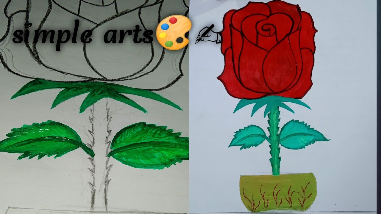 Rose 🌹🌹 Arts🎨 simple arts ✍ #simplearts #contentcreator #vairalvideo 